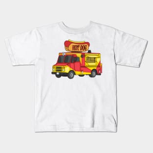 Hot dog food truck cartoon illustration Kids T-Shirt